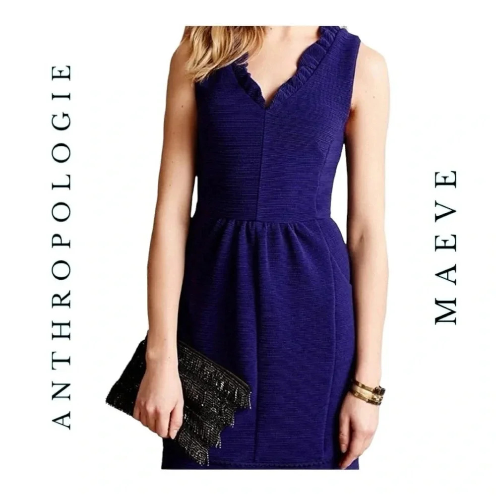 1426. ANTHROPOLOGIE MAEVE‎ OTTOMAN DRESS SIZE XSMALL BLUE IN COLOR; SOLID COLOR